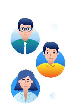 Business people in blue bubbles vector.